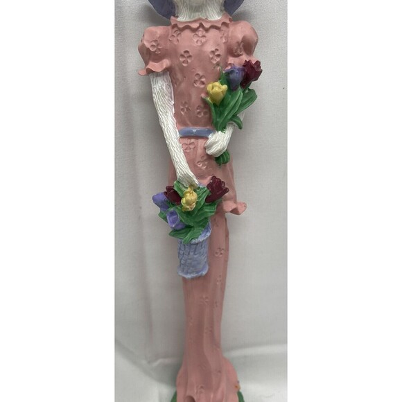 Vintage 1991 Resin Easter Bunny Rabbit Tall Thin Skinny figurine / Spring Flower - Picture 12 of 16